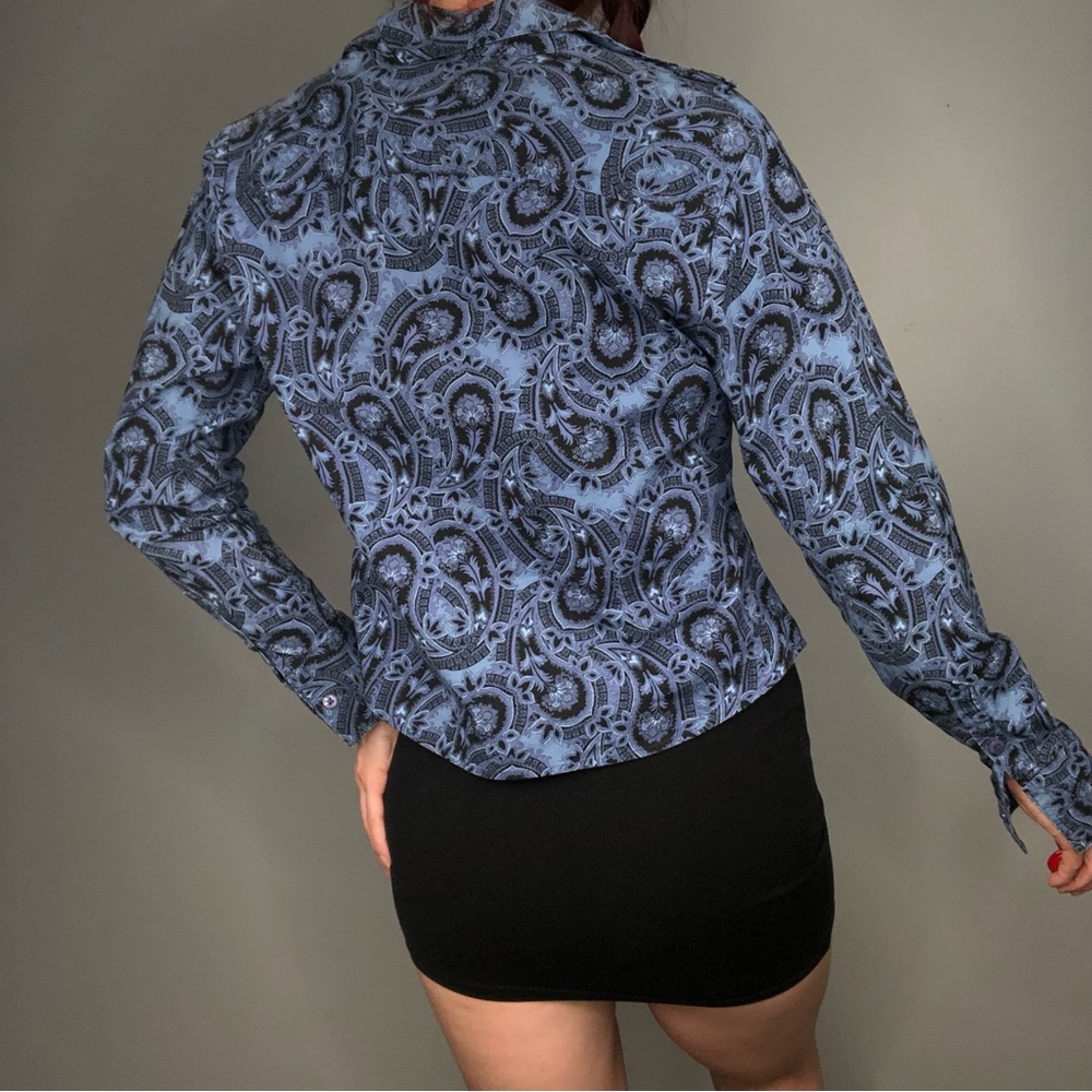 90s Blue Abstract Buttonup - Picture 4 of 4